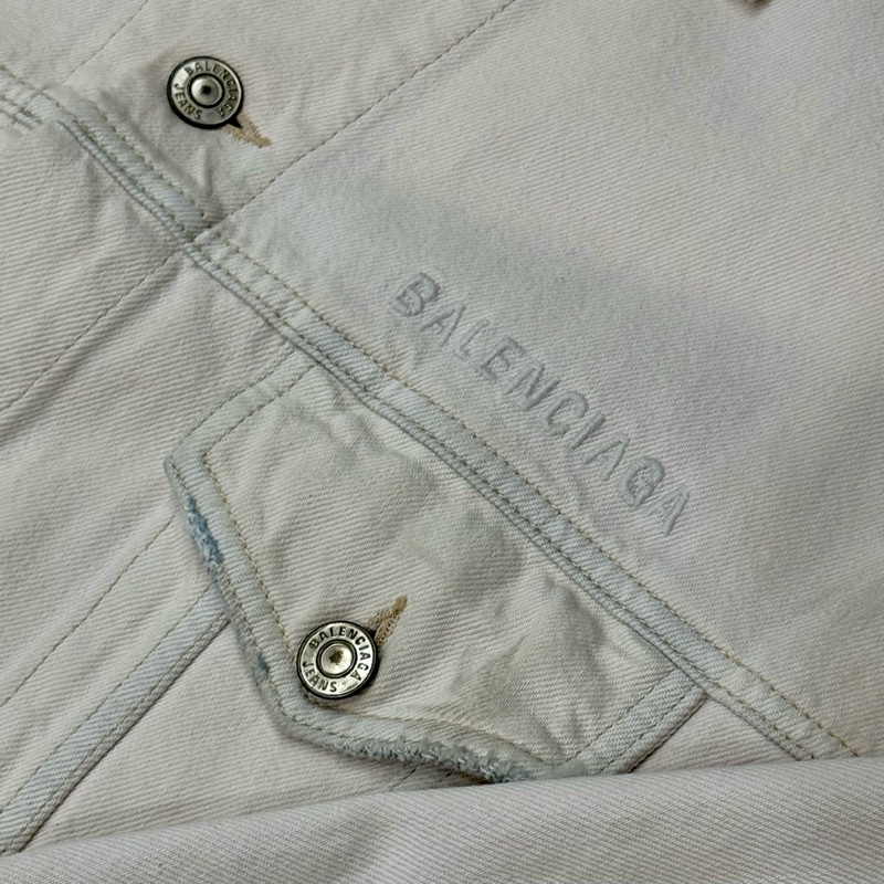 Balenciaga 巴黎世家米白色刺繡Oversized牛仔單寧外套-2
