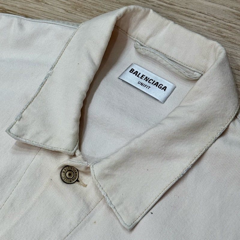 Balenciaga 巴黎世家米白色刺繡Oversized牛仔單寧外套-3