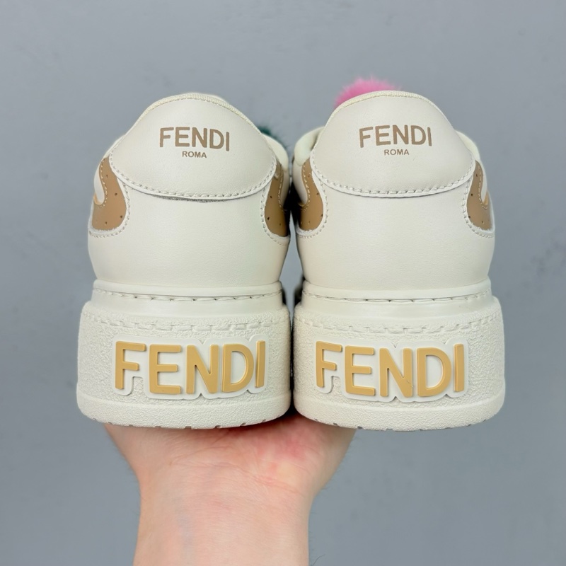 芬迪女鞋FENDI MATCH小胖丁餅乾鞋白棕 35碼-5