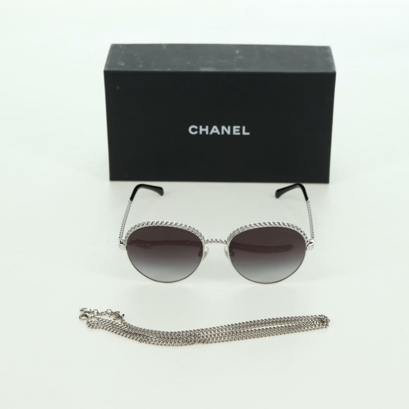 【日本直送】香奈兒 (CHANEL) 太陽眼鏡，金屬銀色，型號 4242 CC，Auth 177100V-11