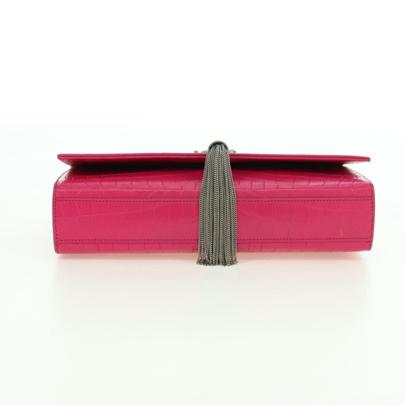 【日本直送】SAINT LAURENT 鏈條單肩包 皮革 粉紅色 銀色 正品 175043SAM-4