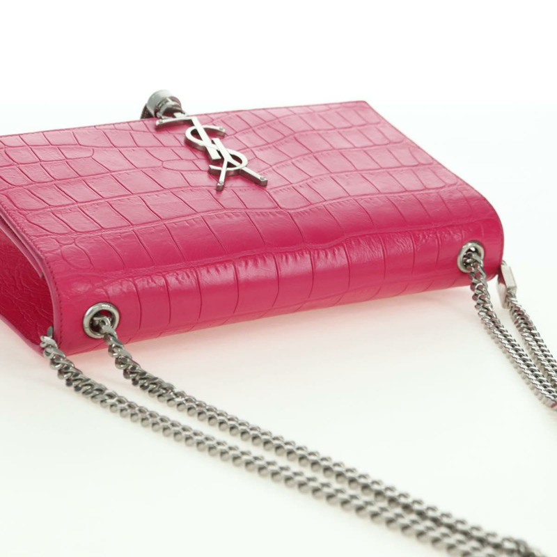 【日本直送】SAINT LAURENT 鏈條單肩包 皮革 粉紅色 銀色 正品 175043SAM-6