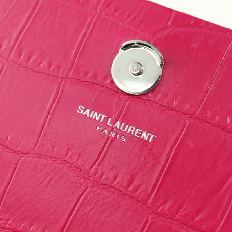 【日本直送】SAINT LAURENT 鏈條單肩包 皮革 粉紅色 銀色 正品 175043SAM-19