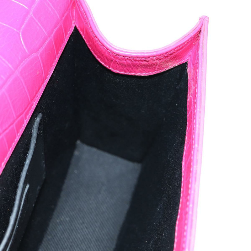 【日本直送】SAINT LAURENT 鏈條單肩包 皮革 粉紅色 銀色 正品 175043SAM-20