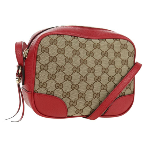GUCCI GG帆布肩背包 米色 金色 449413 正品 am11547V