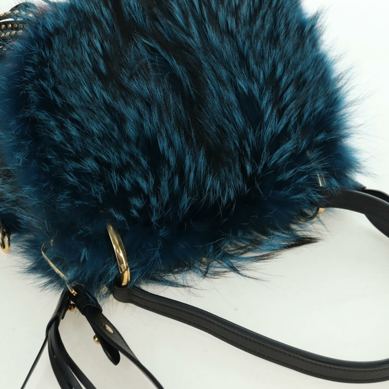 【日本直送】PRADA 手提包 毛絨皮革 藍色 黑色 正品 am11517SM-5