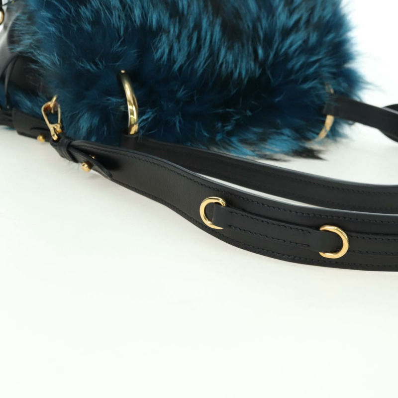 【日本直送】PRADA 手提包 毛絨皮革 藍色 黑色 正品 am11517SM-14