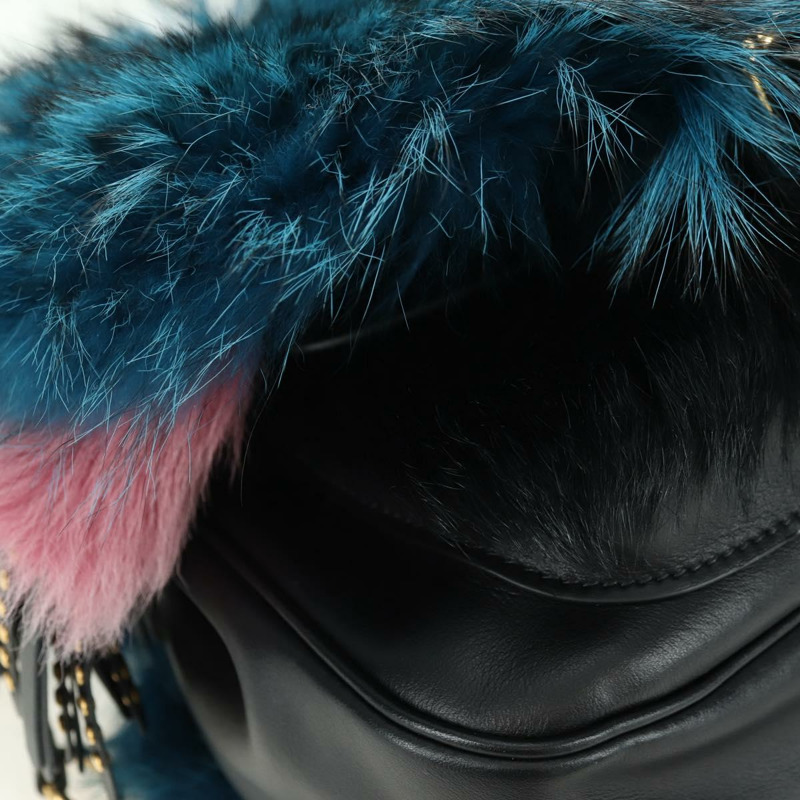 【日本直送】PRADA 手提包 毛絨皮革 藍色 黑色 正品 am11517SM-16