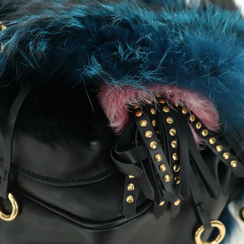 【日本直送】PRADA 手提包 毛絨皮革 藍色 黑色 正品 am11517SM-17