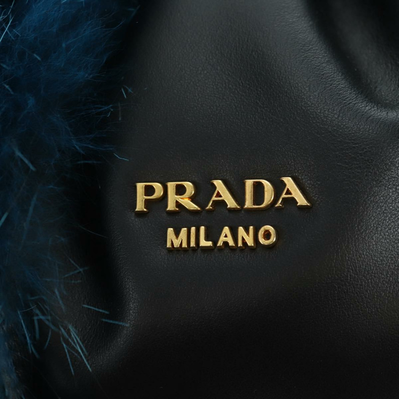 【日本直送】PRADA 手提包 毛絨皮革 藍色 黑色 正品 am11517SM-20