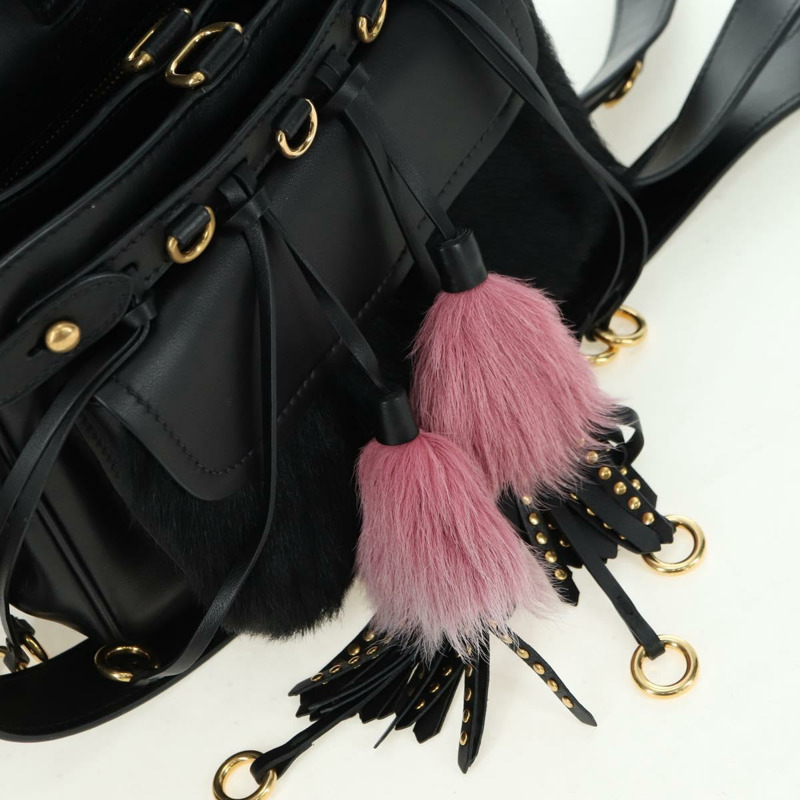 【日本直送】PRADA 手提包 毛絨皮革 藍色 黑色 正品 am11517SM-27
