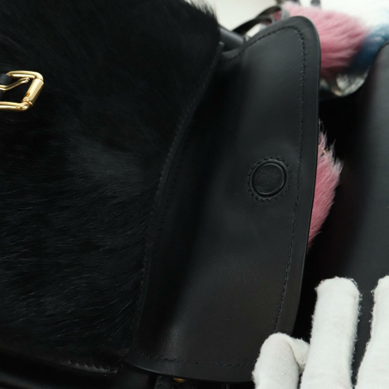 【日本直送】PRADA 手提包 毛絨皮革 藍色 黑色 正品 am11517SM-33