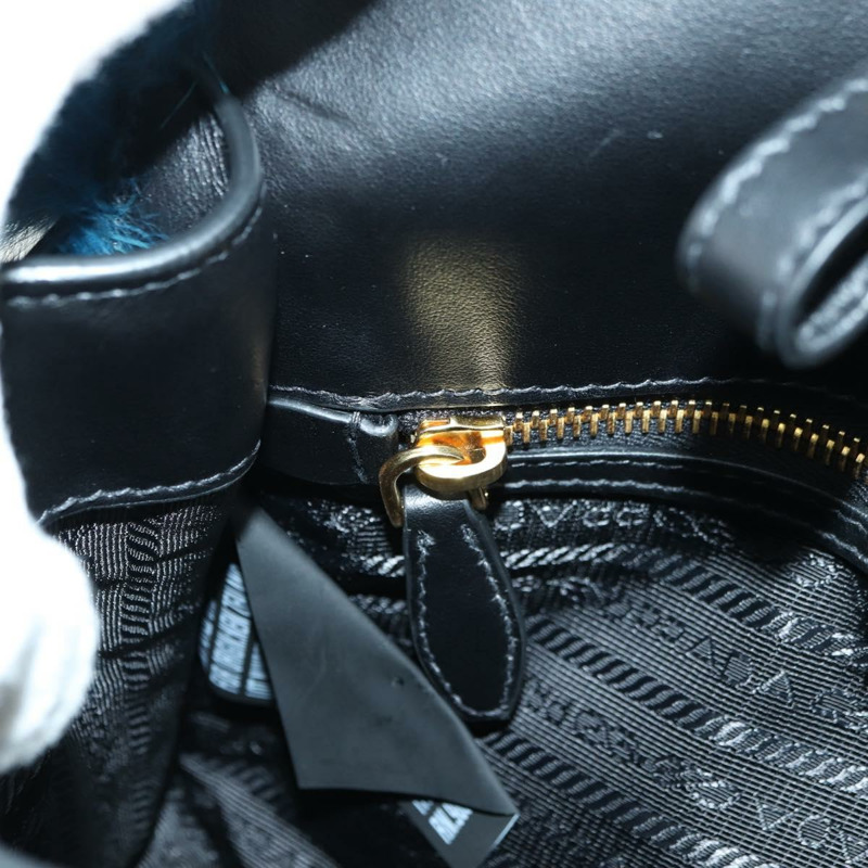 【日本直送】PRADA 手提包 毛絨皮革 藍色 黑色 正品 am11517SM-35