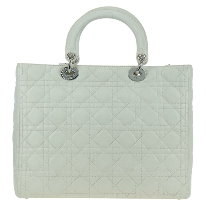 【日本直送】Christian Dior Lady Dior Canage 羊皮兩用包 白色 銀色 正品 177862SAM-1