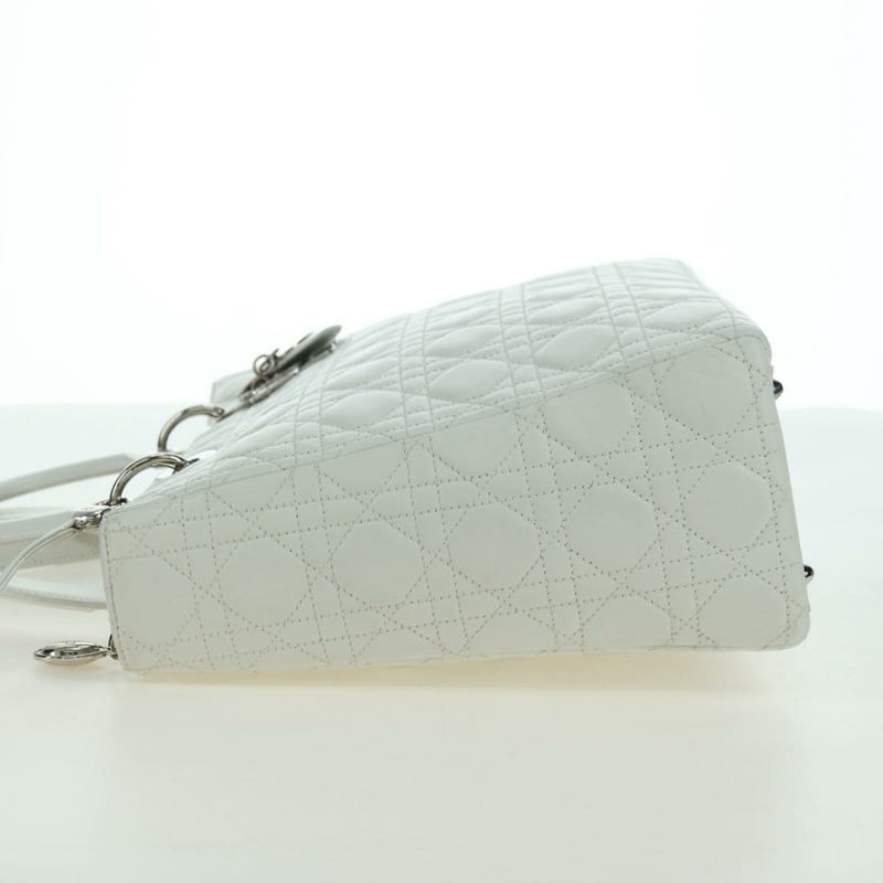 【日本直送】Christian Dior Lady Dior Canage 羊皮兩用包 白色 銀色 正品 177862SAM-2