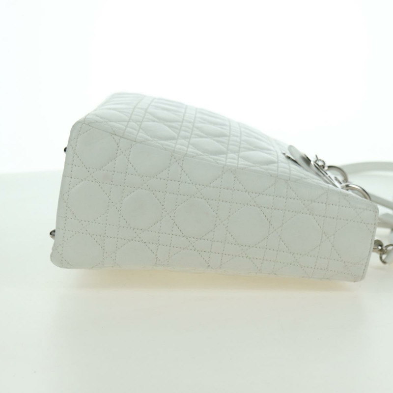 【日本直送】Christian Dior Lady Dior Canage 羊皮兩用包 白色 銀色 正品 177862SAM-3