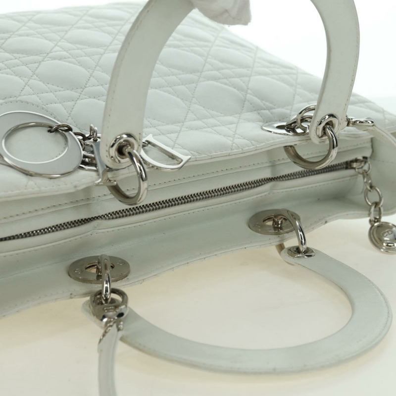 【日本直送】Christian Dior Lady Dior Canage 羊皮兩用包 白色 銀色 正品 177862SAM-5
