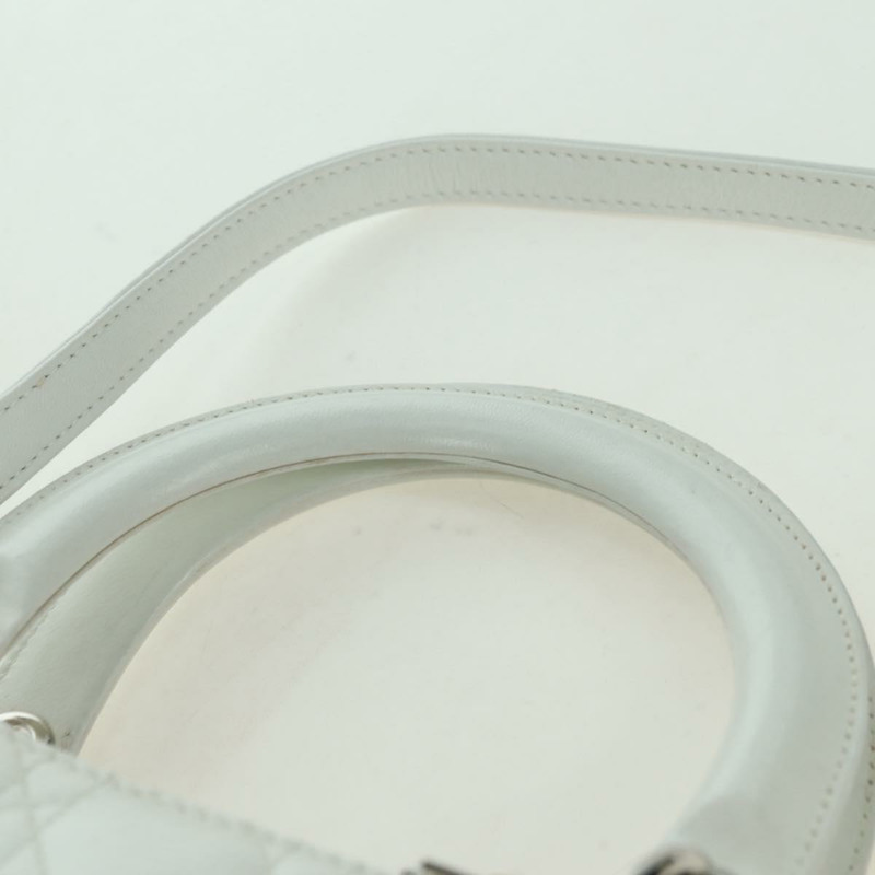 【日本直送】Christian Dior Lady Dior Canage 羊皮兩用包 白色 銀色 正品 177862SAM-13