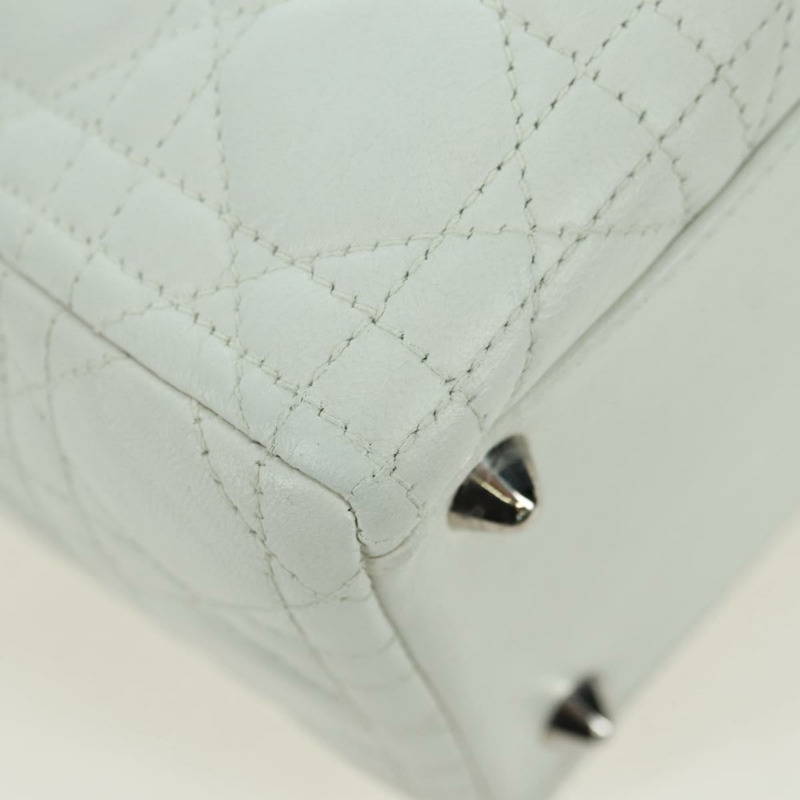 【日本直送】Christian Dior Lady Dior Canage 羊皮兩用包 白色 銀色 正品 177862SAM-15