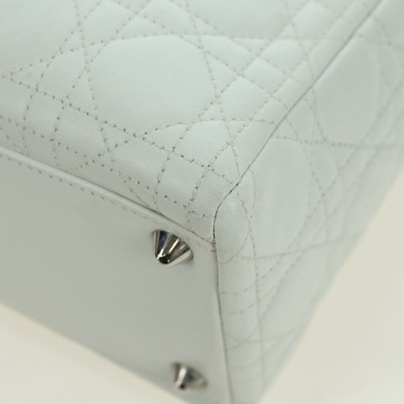 【日本直送】Christian Dior Lady Dior Canage 羊皮兩用包 白色 銀色 正品 177862SAM-16