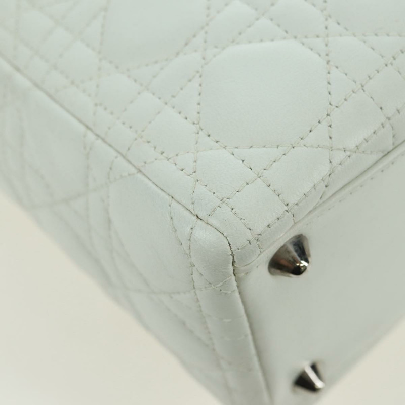 【日本直送】Christian Dior Lady Dior Canage 羊皮兩用包 白色 銀色 正品 177862SAM-17