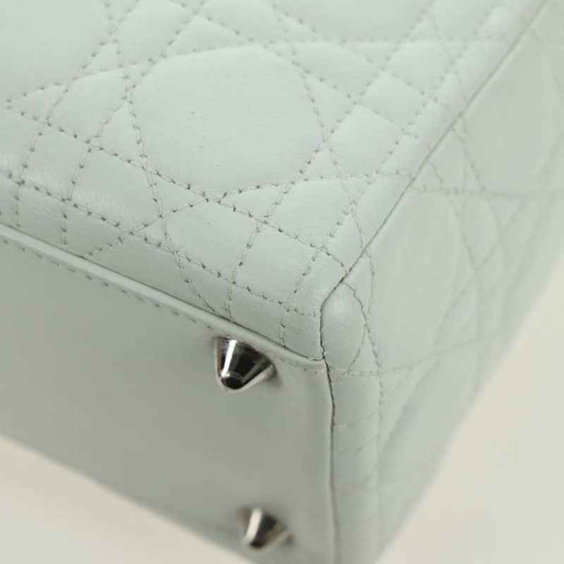 【日本直送】Christian Dior Lady Dior Canage 羊皮兩用包 白色 銀色 正品 177862SAM-18