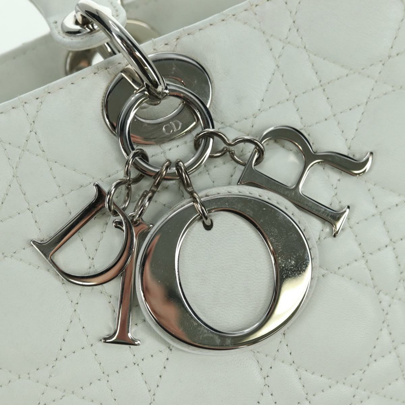 【日本直送】Christian Dior Lady Dior Canage 羊皮兩用包 白色 銀色 正品 177862SAM-19