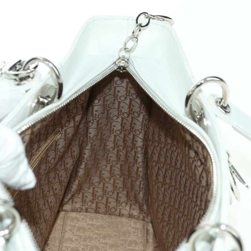 【日本直送】Christian Dior Lady Dior Canage 羊皮兩用包 白色 銀色 正品 177862SAM-22