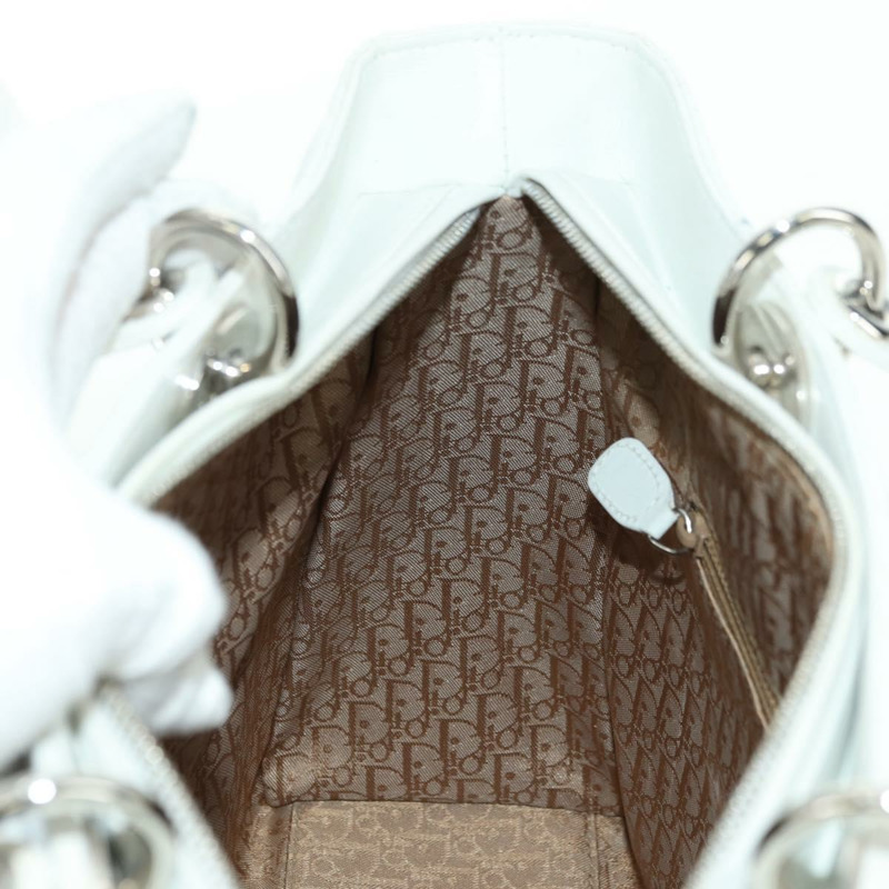【日本直送】Christian Dior Lady Dior Canage 羊皮兩用包 白色 銀色 正品 177862SAM-23