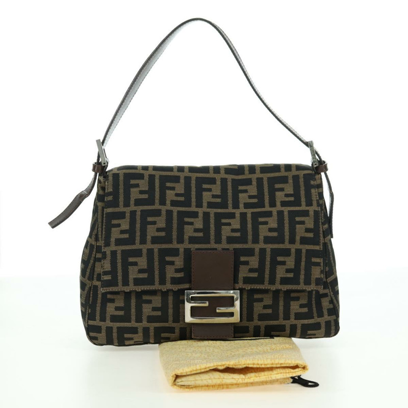【日本直送】FENDI Zucca帆布Mamma Baguette單肩包 棕色/黑色 正品 177694SAV-11