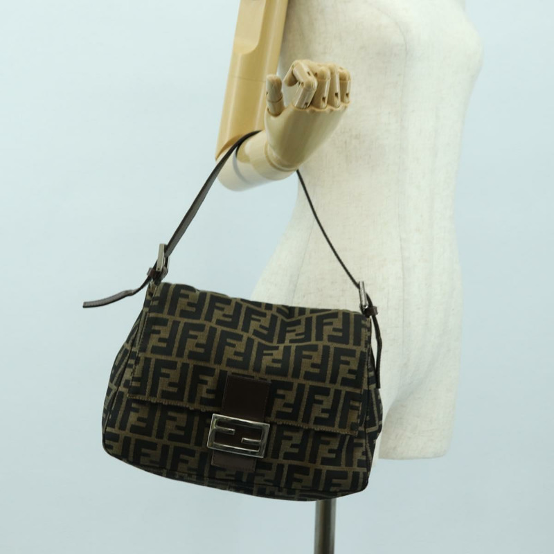【日本直送】FENDI Zucca帆布Mamma Baguette單肩包 棕色/黑色 正品 177694SAV-24