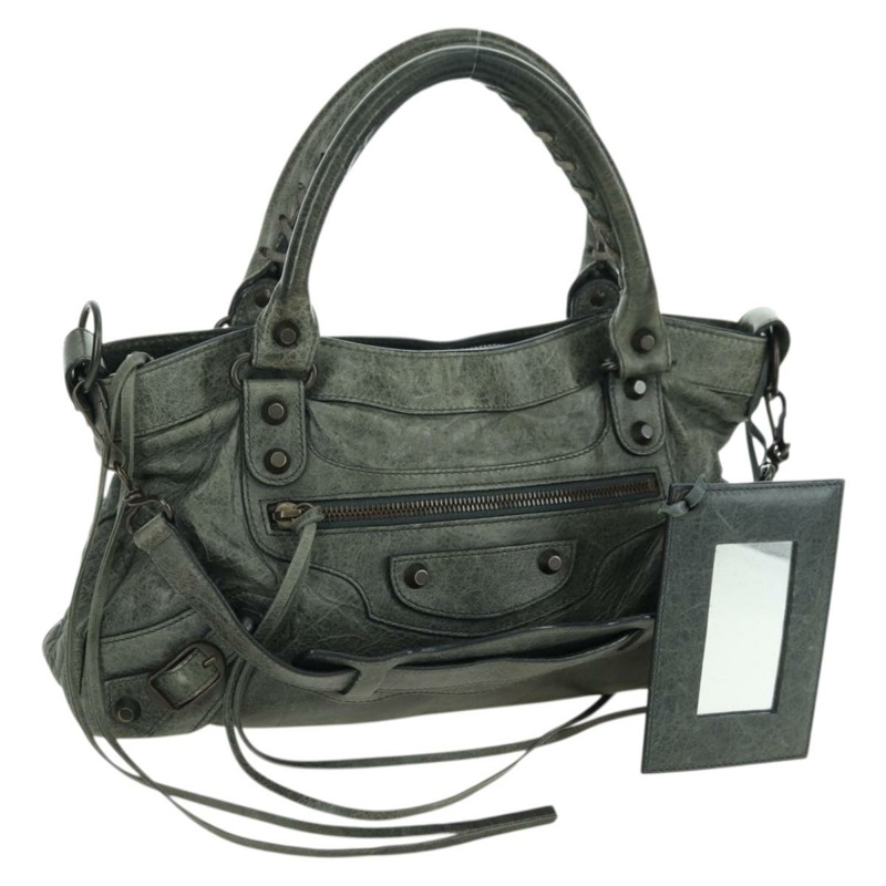 【日本直送】BALENCIAGA The First 手提包 皮革 2way 灰色 103208 正品 177647SAM-0
