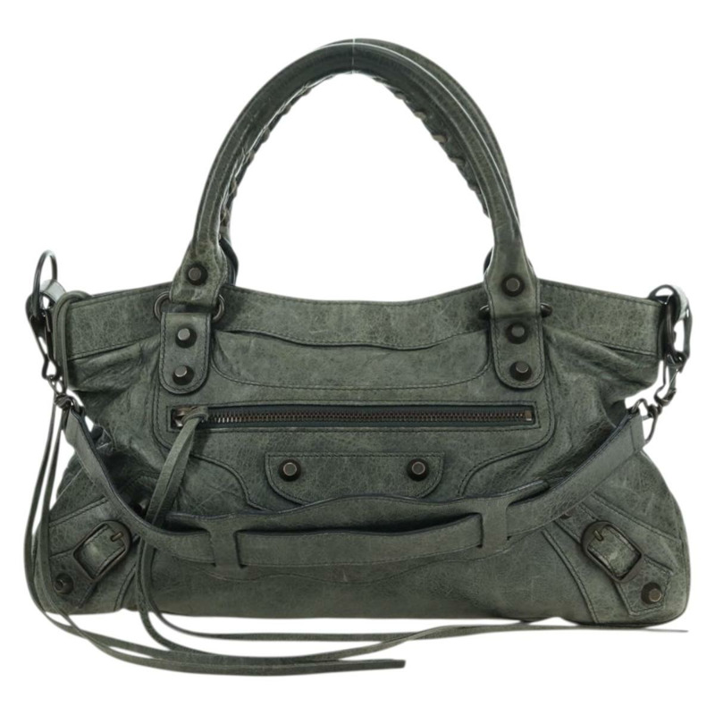 【日本直送】BALENCIAGA The First 手提包 皮革 2way 灰色 103208 正品 177647SAM-12