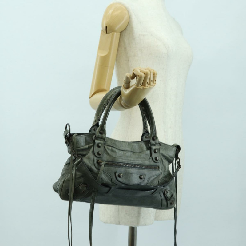 【日本直送】BALENCIAGA The First 手提包 皮革 2way 灰色 103208 正品 177647SAM-27