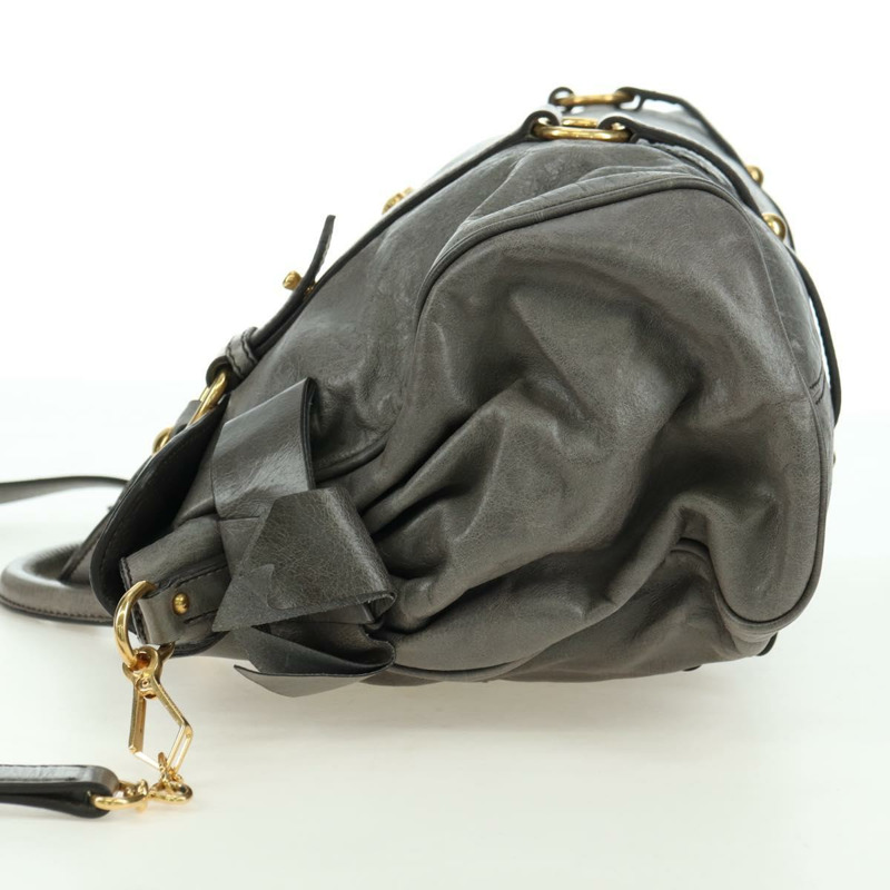 【日本直送】Miu Miu 手提包 皮革 兩用 灰色 金色 正品 177717SAM-2