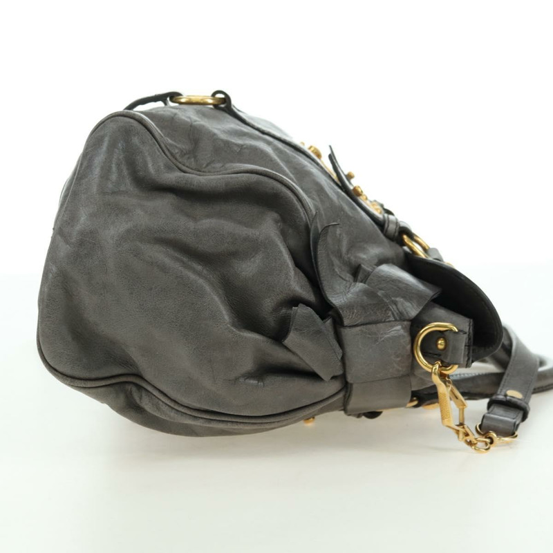 【日本直送】Miu Miu 手提包 皮革 兩用 灰色 金色 正品 177717SAM-3