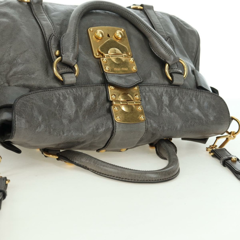 【日本直送】Miu Miu 手提包 皮革 兩用 灰色 金色 正品 177717SAM-5