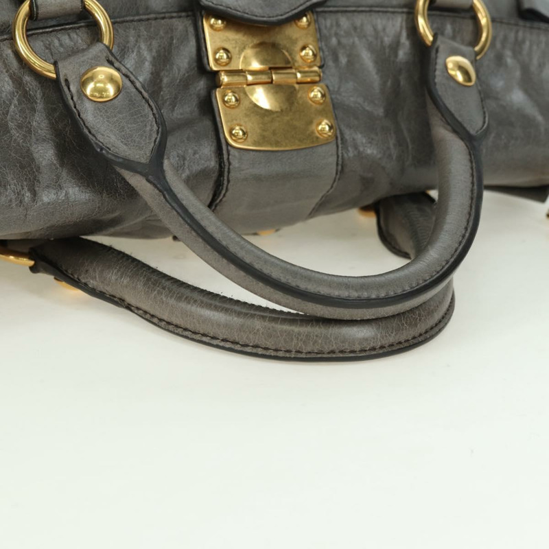 【日本直送】Miu Miu 手提包 皮革 兩用 灰色 金色 正品 177717SAM-6