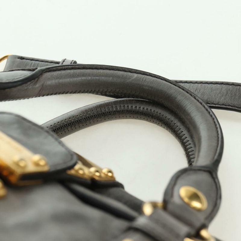 【日本直送】Miu Miu 手提包 皮革 兩用 灰色 金色 正品 177717SAM-7