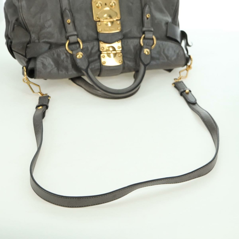 【日本直送】Miu Miu 手提包 皮革 兩用 灰色 金色 正品 177717SAM-8
