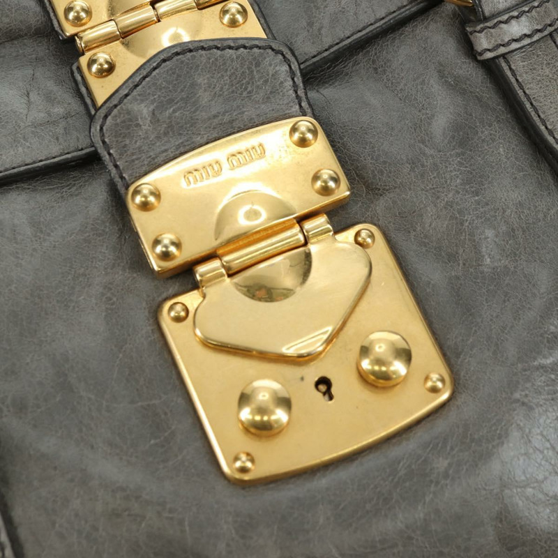 【日本直送】Miu Miu 手提包 皮革 兩用 灰色 金色 正品 177717SAM-19