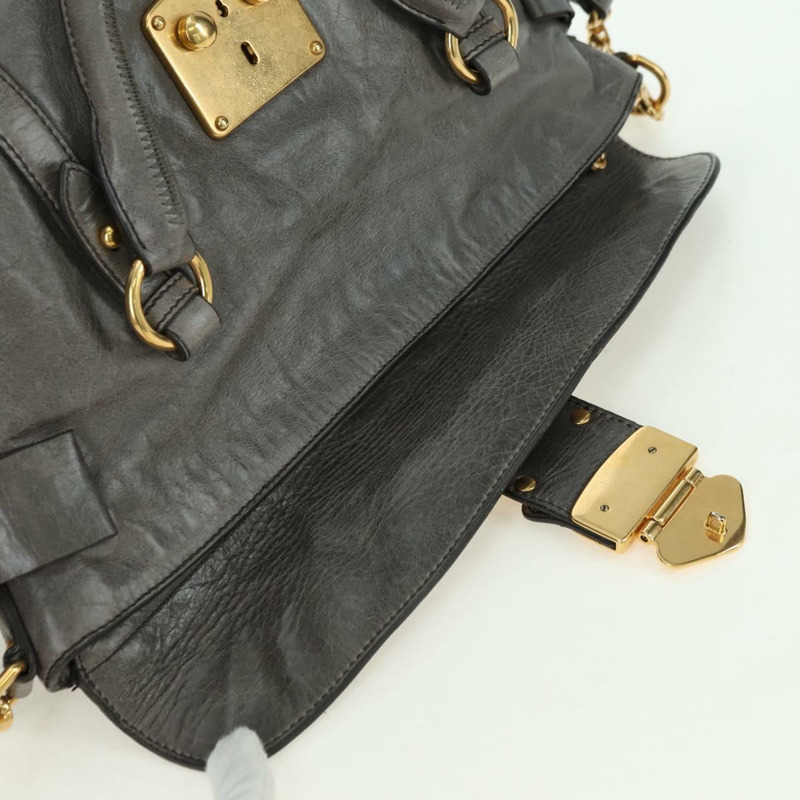 【日本直送】Miu Miu 手提包 皮革 兩用 灰色 金色 正品 177717SAM-20