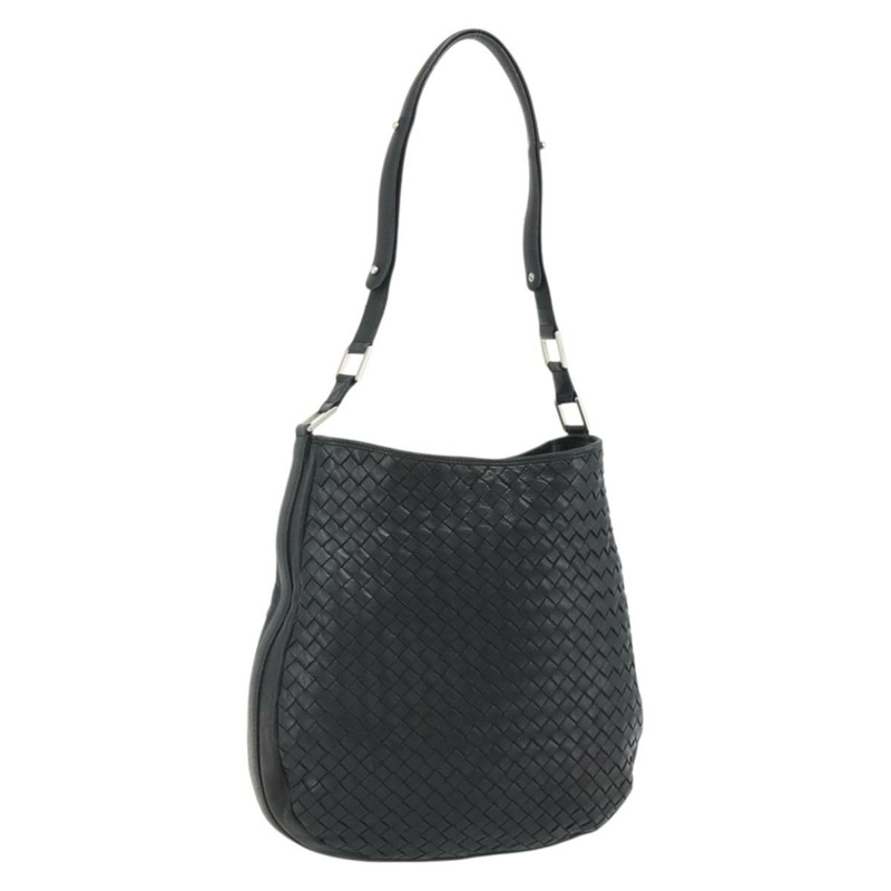 【日本直送】BOTTEGA VENETA INTRECCIATO 皮革肩背包 黑色 銀色 正品 177787A-0