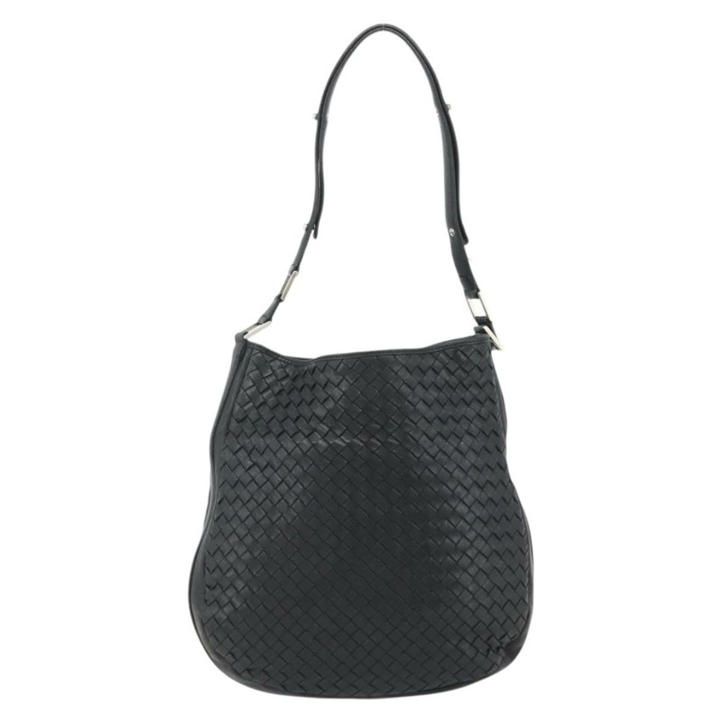 【日本直送】BOTTEGA VENETA INTRECCIATO 皮革肩背包 黑色 銀色 正品 177787A-1