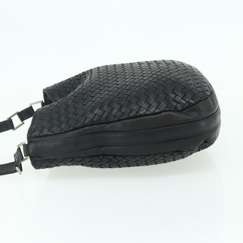 【日本直送】BOTTEGA VENETA INTRECCIATO 皮革肩背包 黑色 銀色 正品 177787A-2