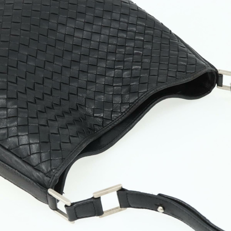 【日本直送】BOTTEGA VENETA INTRECCIATO 皮革肩背包 黑色 銀色 正品 177787A-5