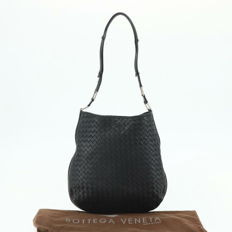【日本直送】BOTTEGA VENETA INTRECCIATO 皮革肩背包 黑色 銀色 正品 177787A-11