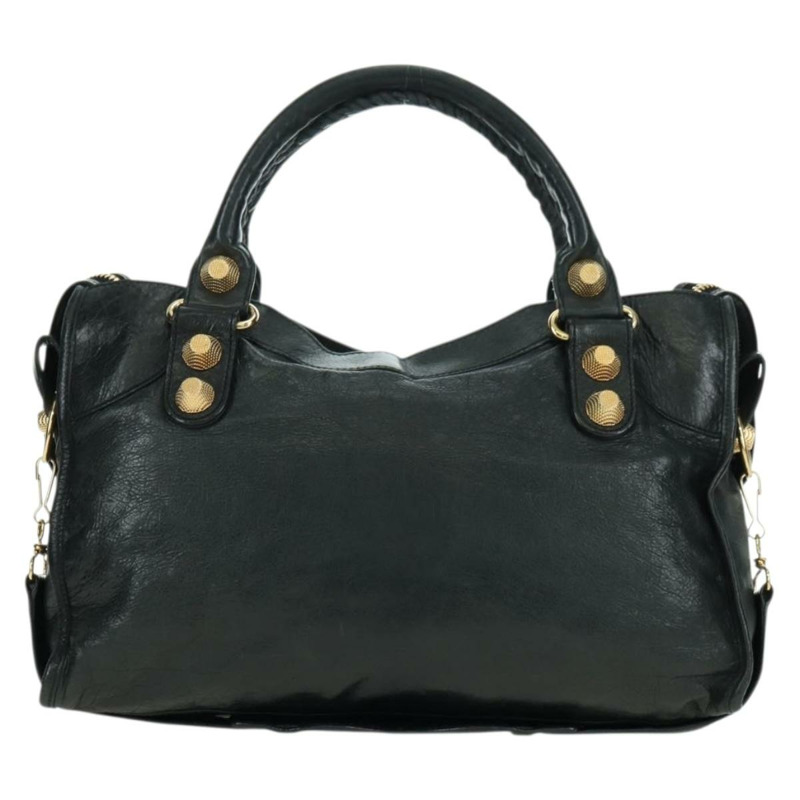 【日本直送】BALENCIAGA Giant City 手提包，皮革材質，兩用，黑色/金色，貨號 173084，正品號 177805SAM-1