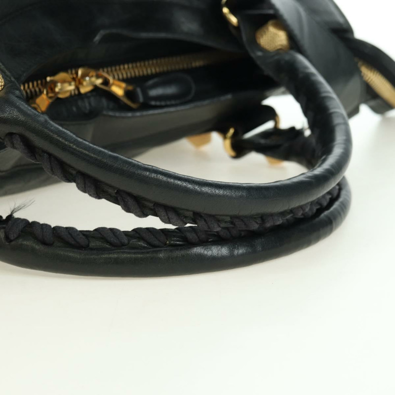 【日本直送】BALENCIAGA Giant City 手提包，皮革材質，兩用，黑色/金色，貨號 173084，正品號 177805SAM-6