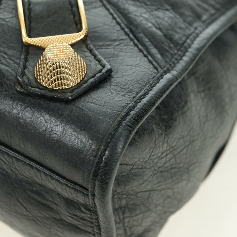 【日本直送】BALENCIAGA Giant City 手提包，皮革材質，兩用，黑色/金色，貨號 173084，正品號 177805SAM-15